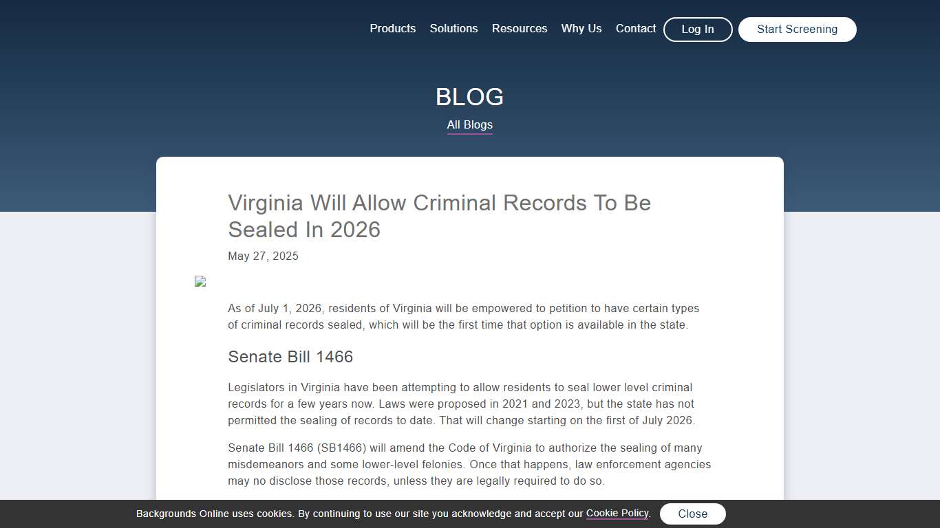 Virginia Will Allow Criminal Records To Be Sealed In 2026 - Backgrounds Online